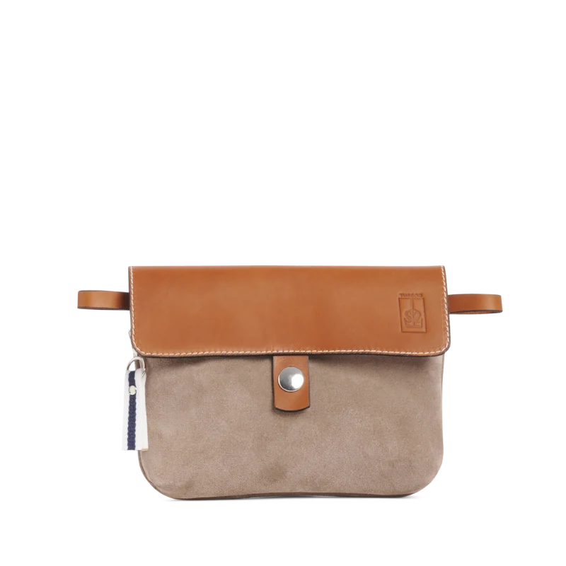 Pochette Mobile Cuir Velours Galet