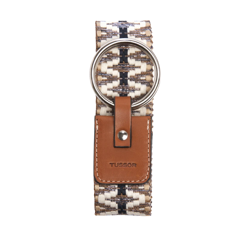 Ceinture duo galaxie colorée en coton et cuir naturel gold et boucle nickel