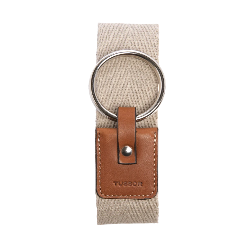 Ceinture duo herringbone colorée en coton et cuir naturel gold et boucle nickel