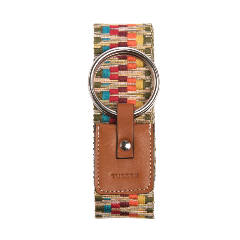 Ceinture duo pachamama colorée en coton et cuir naturel gold et boucle nickel