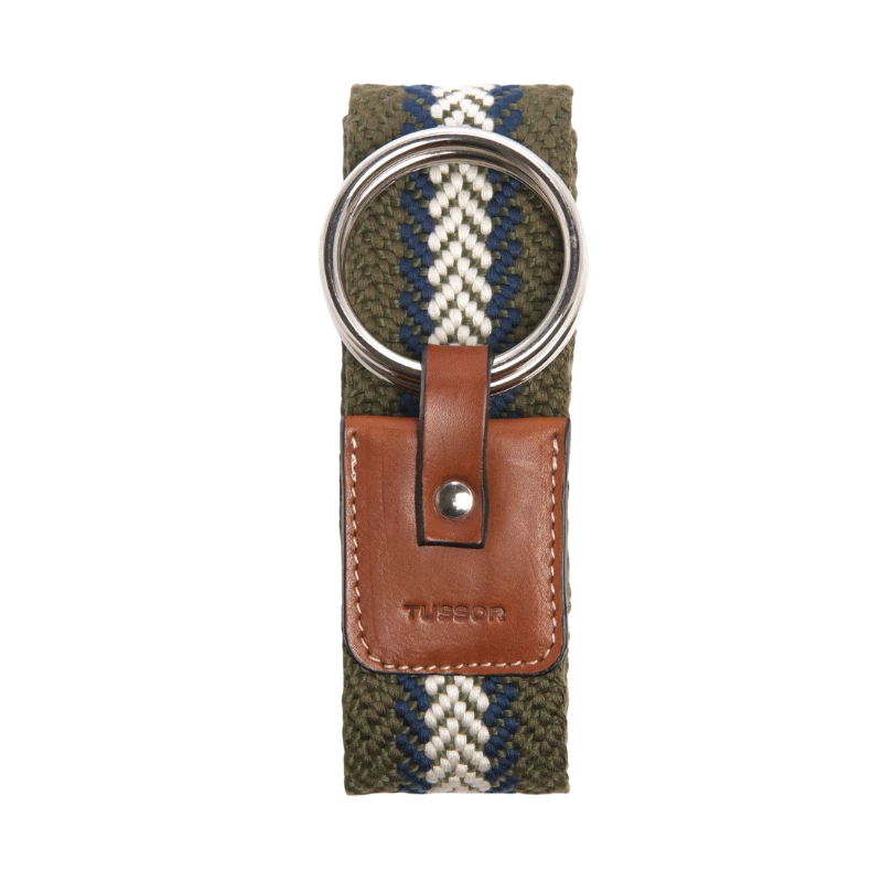 Ceinture duo tribal army colorée en coton et cuir naturel gold et boucle nickel