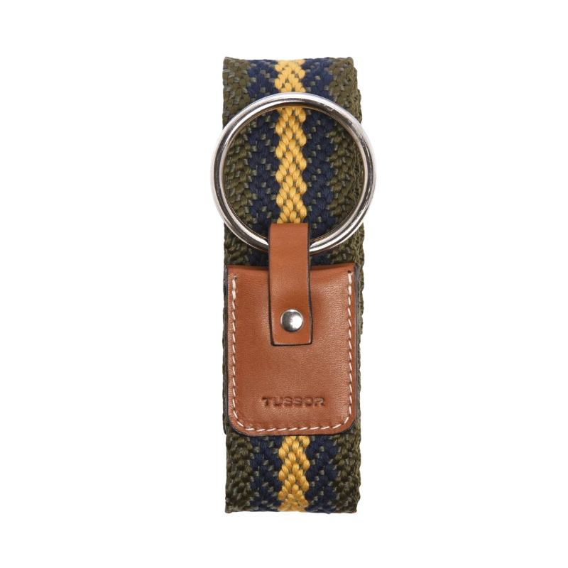 Ceinture duo tribal or colorée en coton et cuir naturel gold et boucle nickel