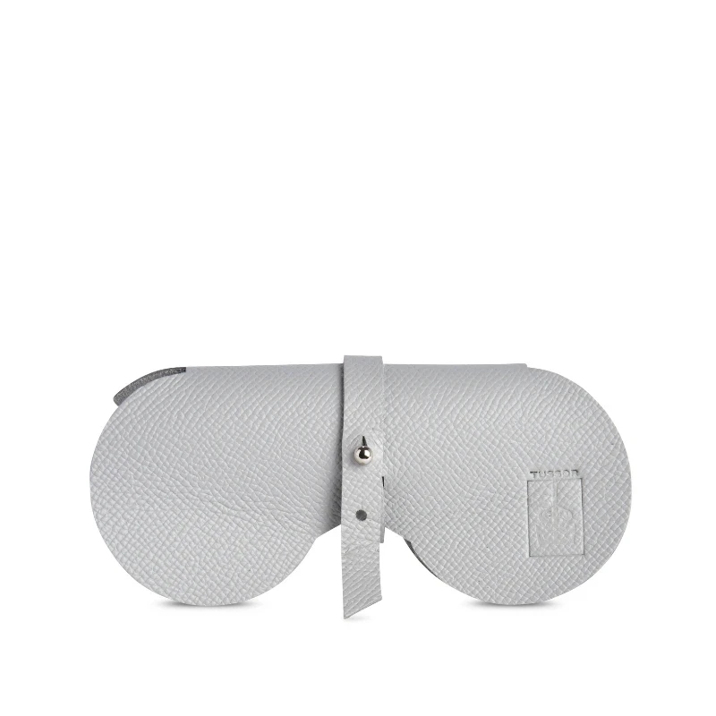 étui à lunettes en cuir vachette gris clair