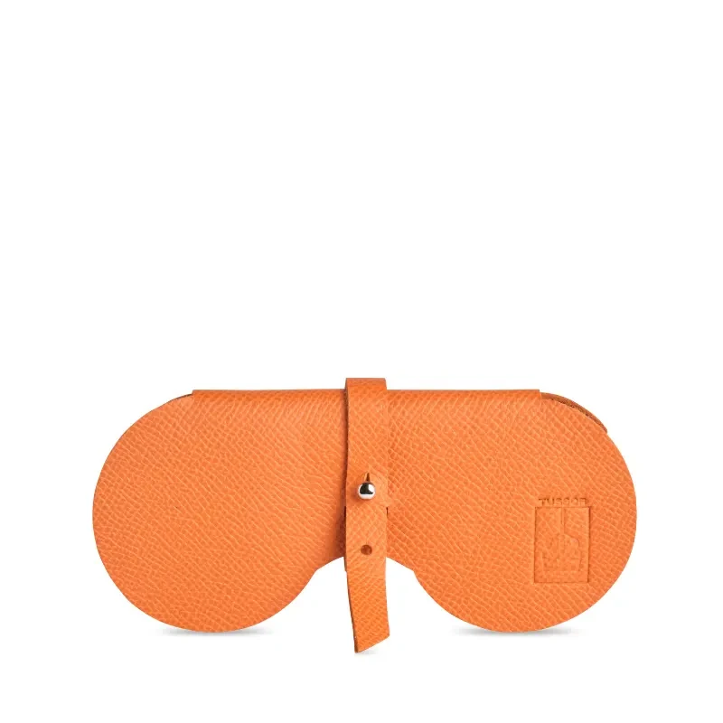 étui à lunettes en cuir vachette orange