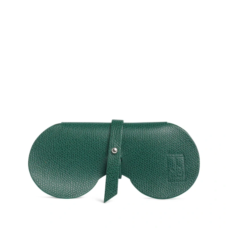 étui à lunettes en cuir vachette vert foncé