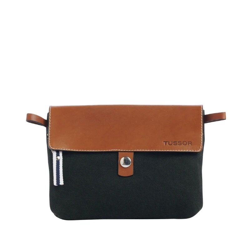 pochette amovible en cuir et polyester noir