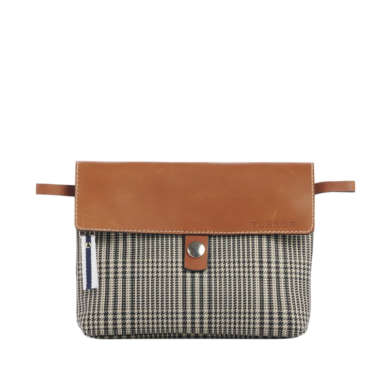 pochette amovible en cuir et polyester prince de Galles