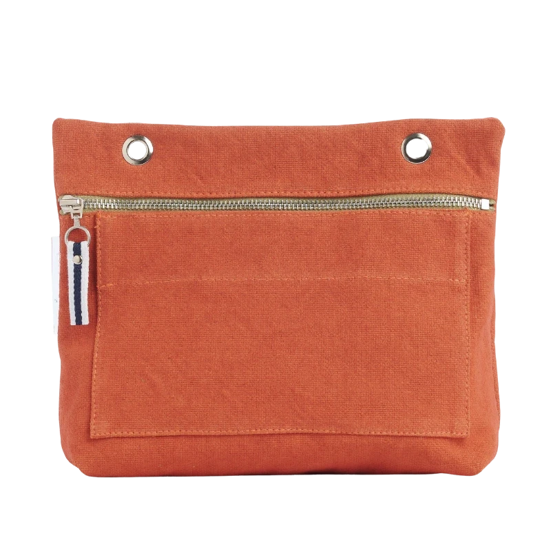 Grande pochette modulable en coton brique avec une poche devant