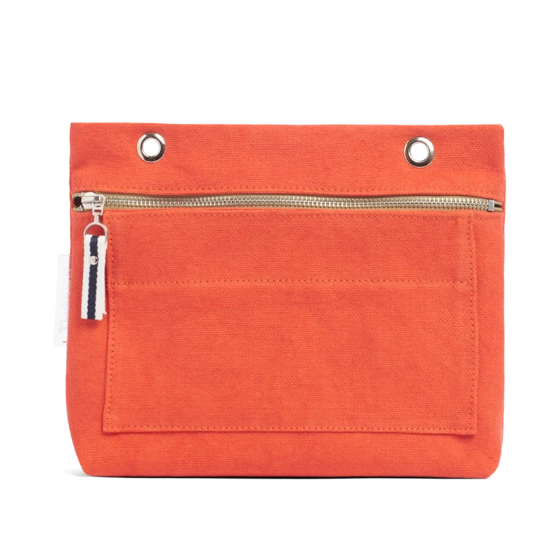 Grande pochette modulable en coton corail avec une poche devant