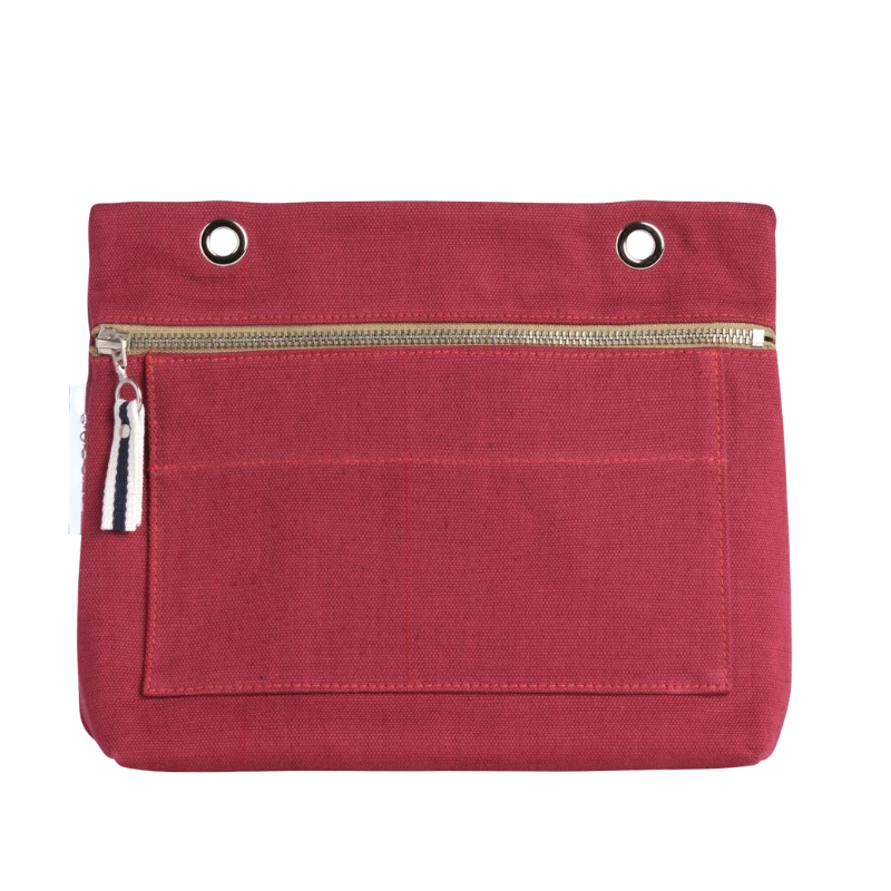 Grande pochette modulable en coton framboise avec une poche devant