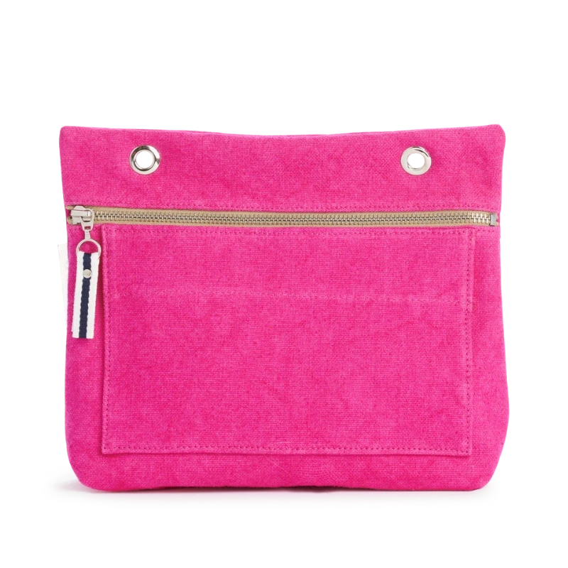 Grande pochette modulable en coton fushia avec une poche devant