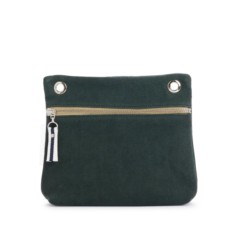 pochette yole en coton vert foret