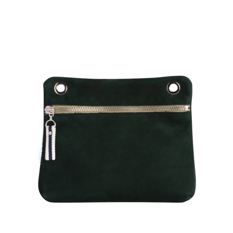 pochette yole en cuir nubuck veau bleu marine