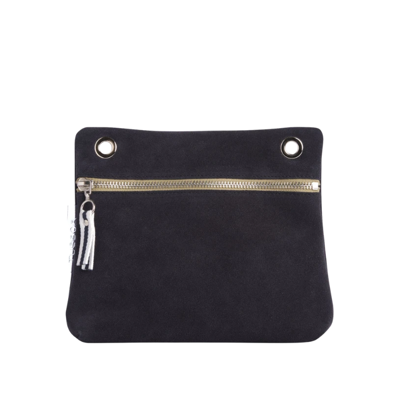 pochette yole en cuir vachette velours bleu marine