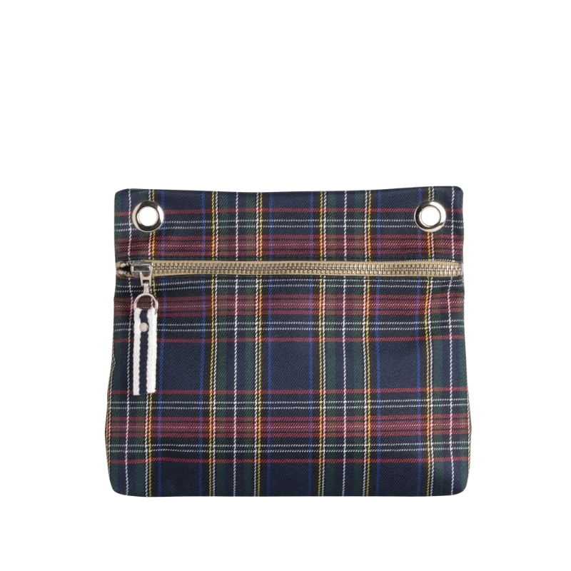 pochette yole en polyester écossais violet