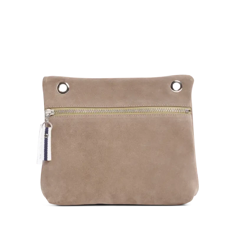 pochette yole en cuir vachette velours galet