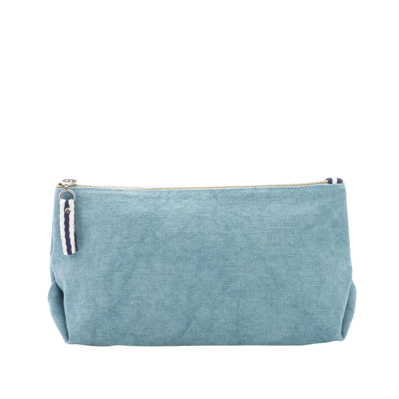 trousse pochette coton bleu français