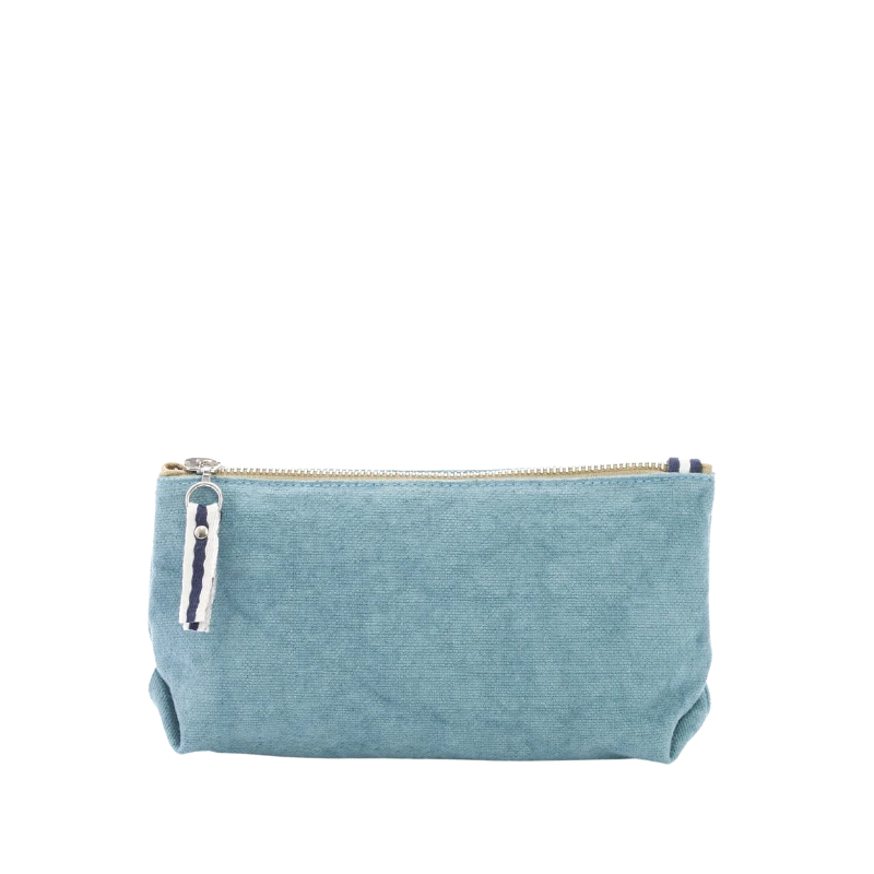 trousse pochette coton bleu canard