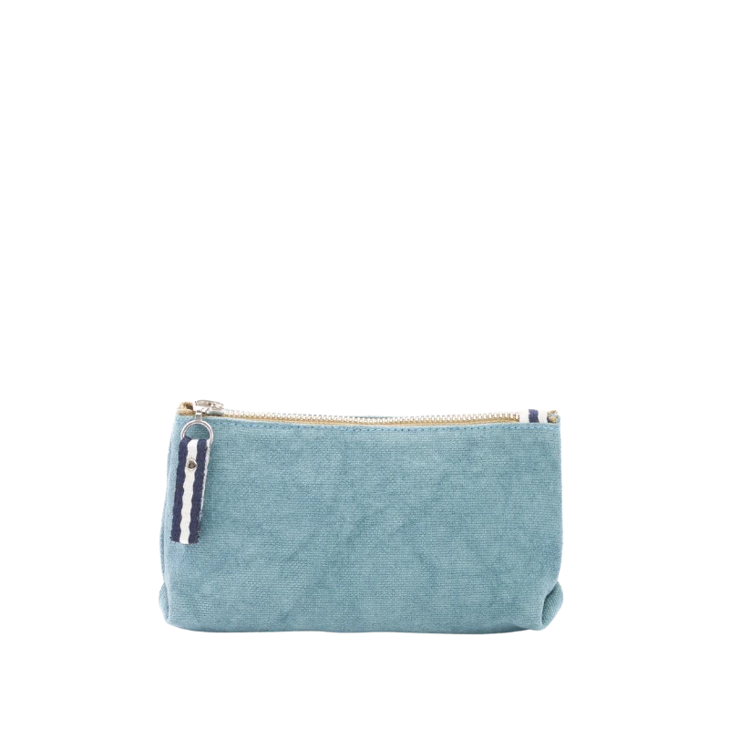 trousse pochette coton bleu français