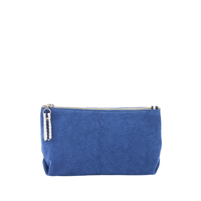 trousse pochette coton bleu roi