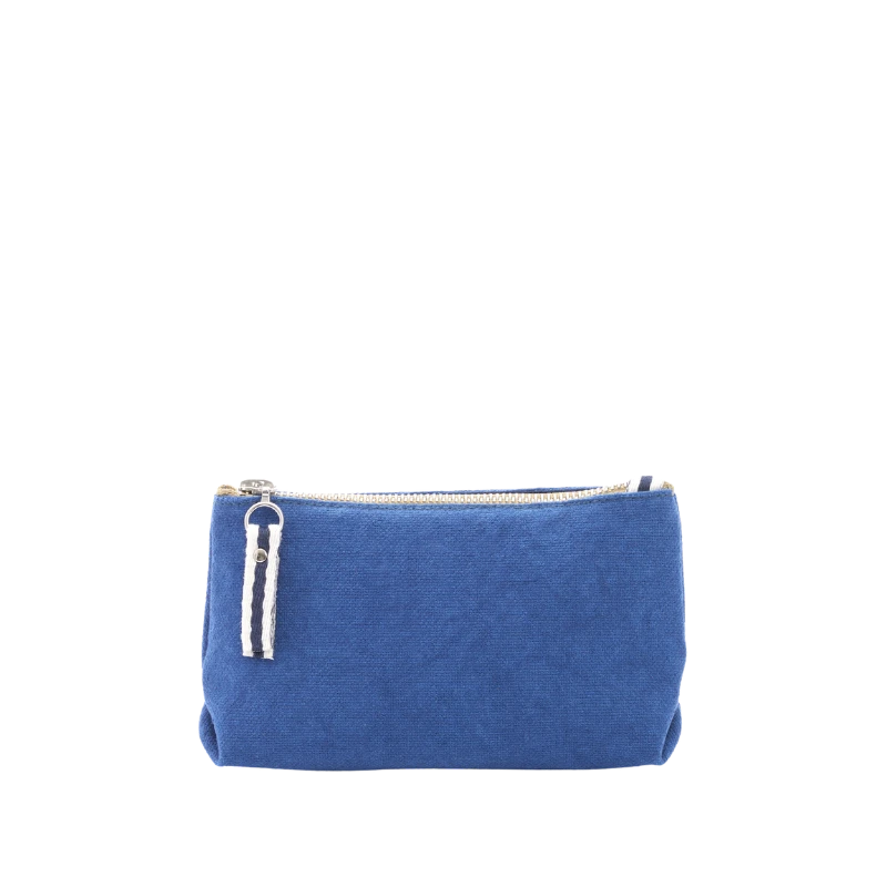 trousse pochette coton bleu roi