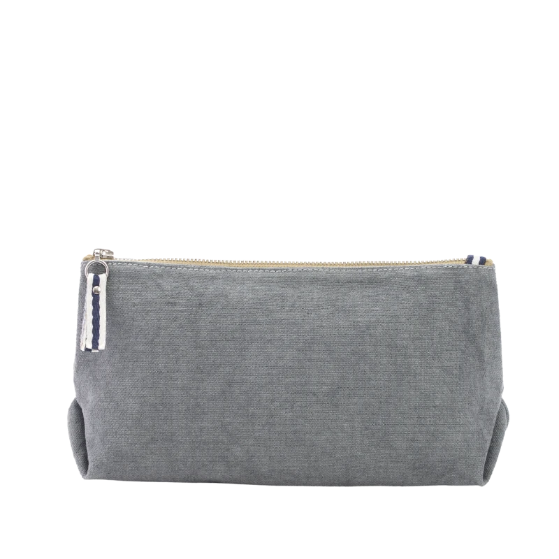 trousse pochette coton gris
