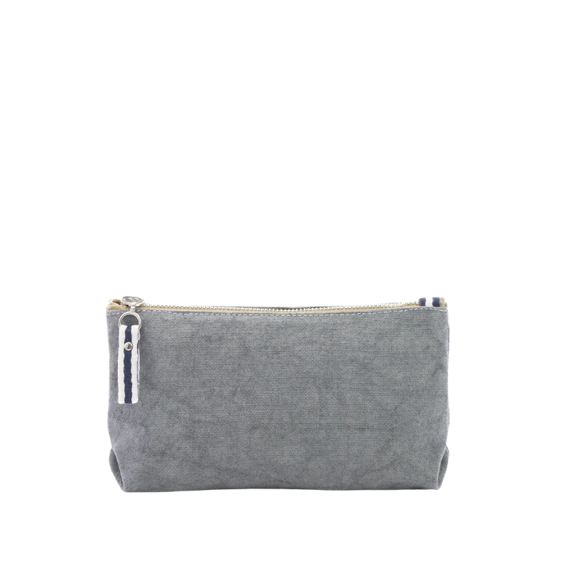 trousse pochette coton gris