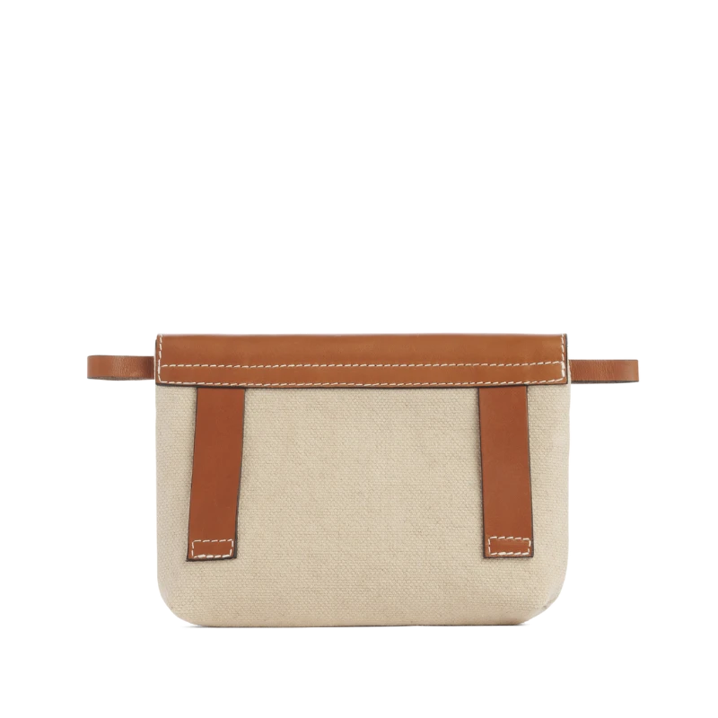 pochette mobile amovible en coton grege et cuir