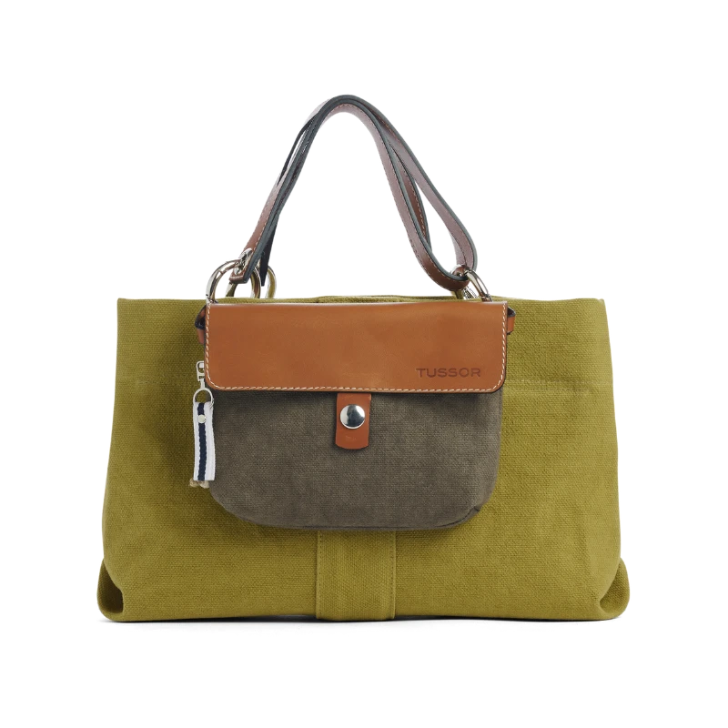 pochette mobile amovible en coton kaki et cuir sur un canotage small coton olive