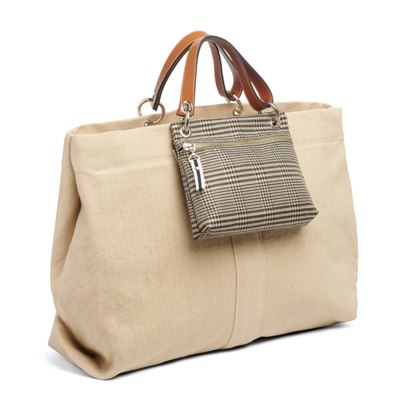 pochette yole en polyester prince de Galles accroche sur un sac canotage large grege