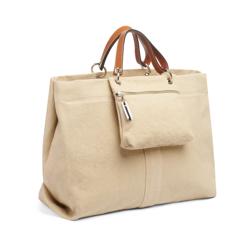 pochette yole en coton grege accrochee à un sac large grege