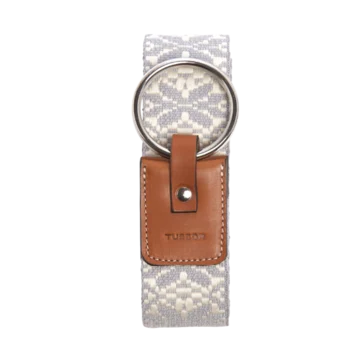 Ceinture duo galonnée grise colorée en coton et cuir naturel gold et boucle nickel