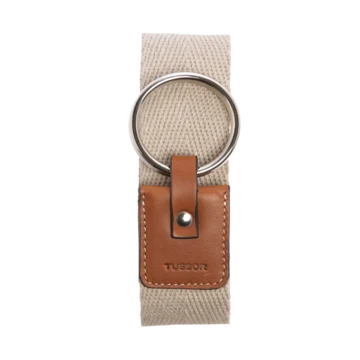 Ceinture duo herringbone colorée en coton et cuir naturel gold et boucle nickel