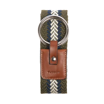 Ceinture duo tribal army colorée en coton et cuir naturel gold et boucle nickel