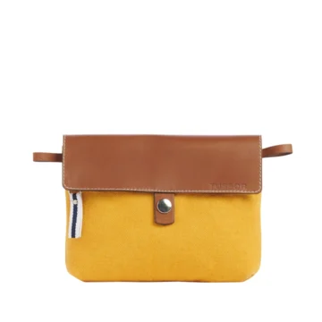 pochette amovible en cuir et coton jaune