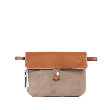pochette mobile amovible en cuir vachette velours galet