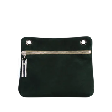 pochette yole en cuir nubuck veau bleu marine