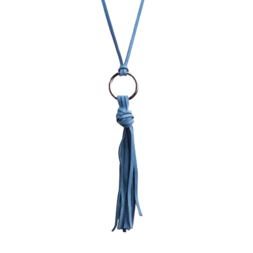 bijou sautoir en cuir bleu océan