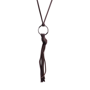bijou sautoir en cuir chocolat