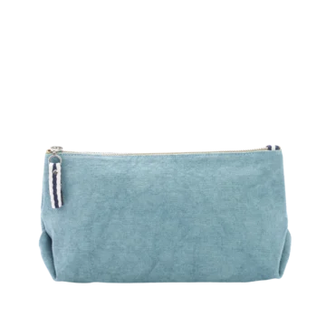 trousse pochette coton bleu français