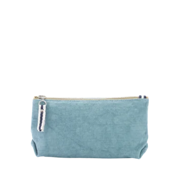 trousse pochette coton bleu canard