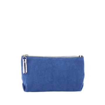 trousse pochette coton bleu roi