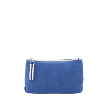 trousse pochette coton bleu roi