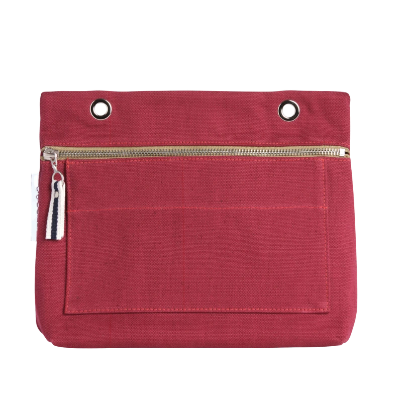 Grande pochette modulable en coton framboise avec une poche devant