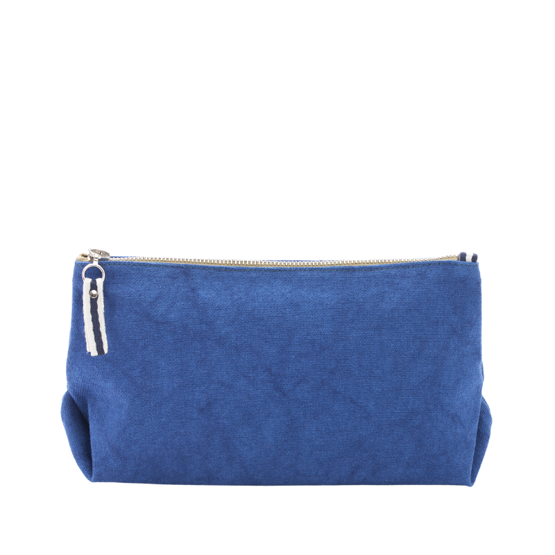 trousse pochette coton bleu roi