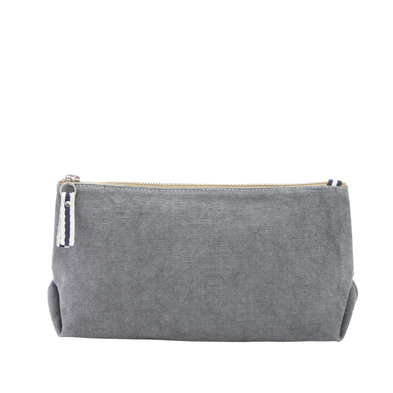 trousse pochette coton gris