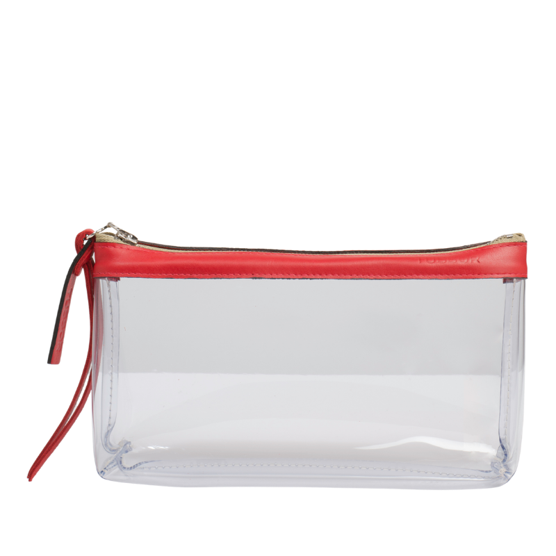Trousse PVC et cuir Rouge Large