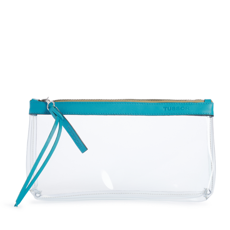 Trousse PVC et cuir Turquoise Large