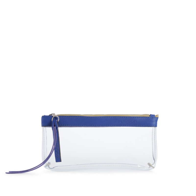 Trousse PVC et cuir Bleu cobalt Médium1