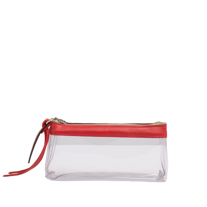 Trousse PVC et cuir Rouge Médium1
